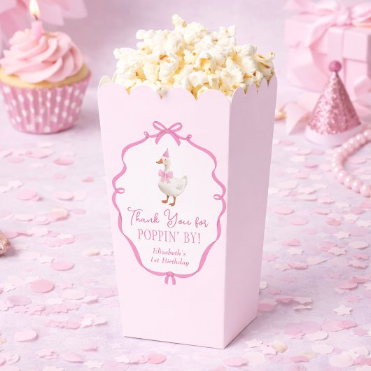 Ballotins One Silly Goose Pink Bow First Birthday Popcorn