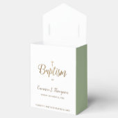 Ballotins Or Blanc Vert Baptême Croix Merci personnalisé (Ouvert)