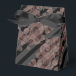 Ballotins Or rose et noir<br><div class="desc">Boîte à cadeaux élégante avec des motifs de damas or rose et de rayures noires.</div>