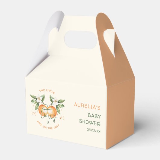 Ballotins Orange Citrus Two Little Cuties Twin Baby Shower (Verso)