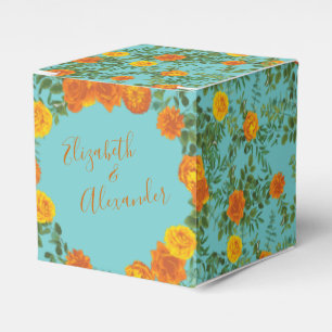 Ballotins Orange Turquoise Aqua Peony & Rose Floral Mariage