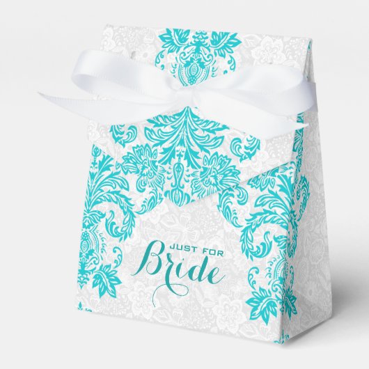 Ballotins Ornement Floral Monographique Blanc Et Turquoise (Verso)