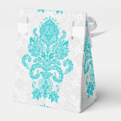 Ballotins Ornement Floral Monographique Blanc Et Turquoise (Arrière)