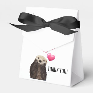 Ballotins Otter mignonne avec coeur d'amour rose Merci