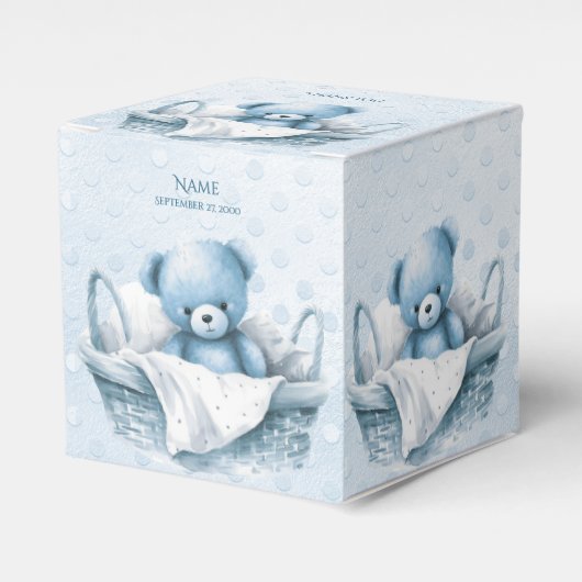 Ballotins Ours bleu Teddy dans Ballotin panier (Verso)