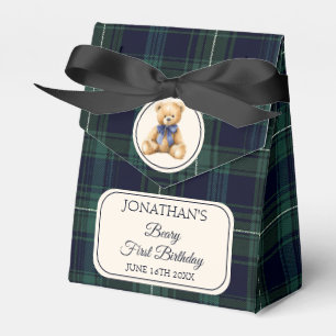 Ballotins Ours en peluche à noeud bleu Prépa Tartan Annivers