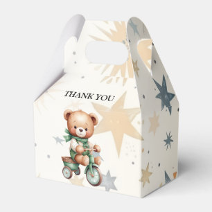 Ballotins Ours en peluche aquarelle étoiles vélo vert fête