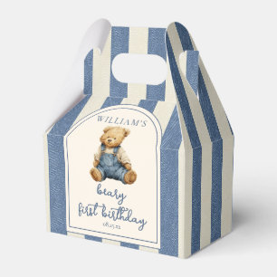 Ballotins Ours en peluche en denim Blue Jean pour 1er annive