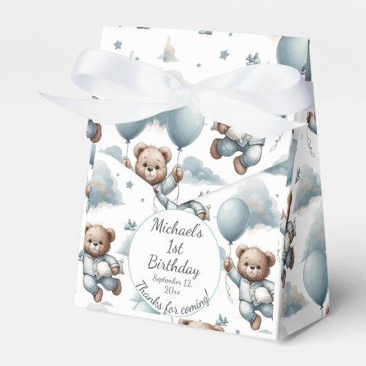 Ballotins Ours en peluche en pyjama bleu Anniversaire (Verso)