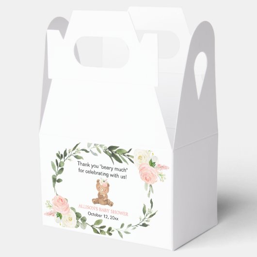 Ballotins Ours en peluche fleuri rose Ballotin (Ouvert)