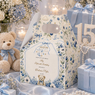 Ballotins Ours en peluche floral bleu pour fête d'anniversai