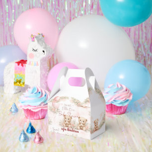 Ballotins ours en peluche floral rose pâle