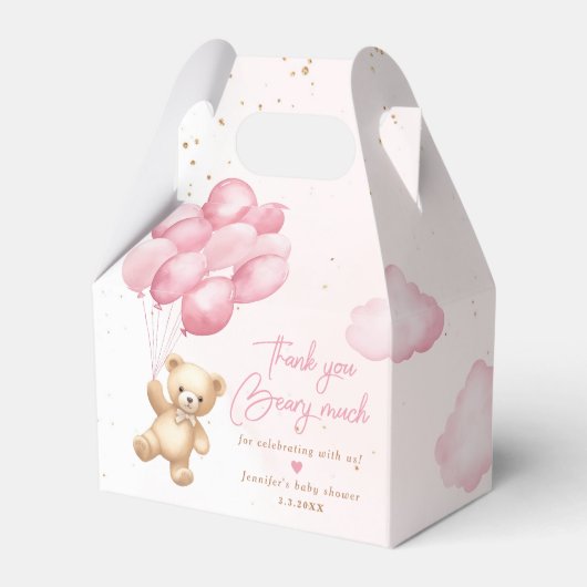 Ballotins Ours en peluche rose avec ballons merci beaucoup (Verso)