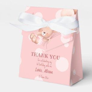Ballotins Ours en peluche rose avec ballons sur nuages perso