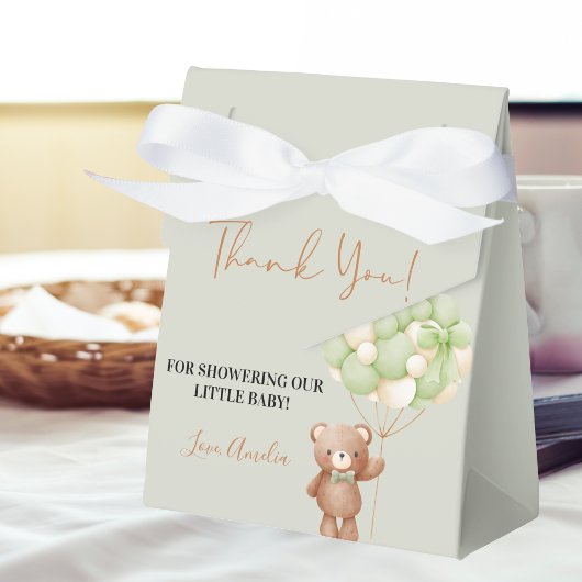 Ballotins Ours en peluche vert neutre Oh bébé ballon bébé