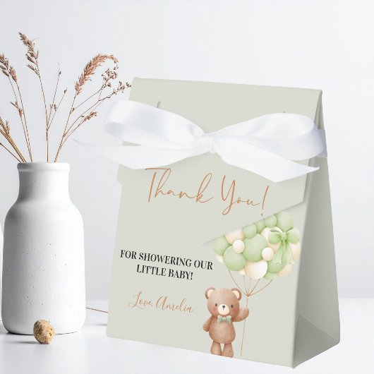 Ballotins Ours en peluche vert neutre Oh bébé ballon bébé