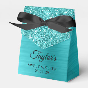 Ballotins Pailleté Turquoise Bleu Feuille Sweet Seize
