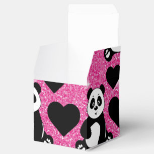 Ballotins Panda Bear Amoureux des animaux Black Hearts Pink 