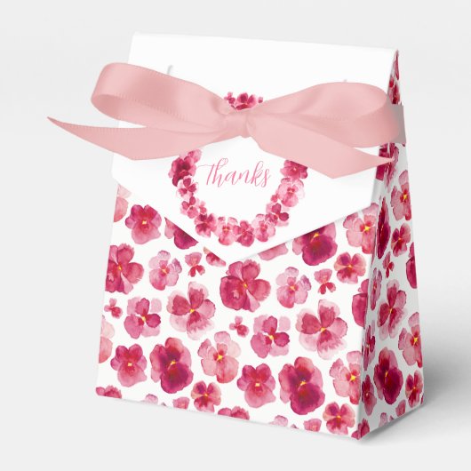 Ballotins Pansies bleu foncé rose aquarelle merci (Verso)