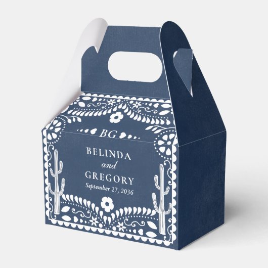 Ballotins Papel Picado Boda Mexican Rustic Blue Wedding (Verso)