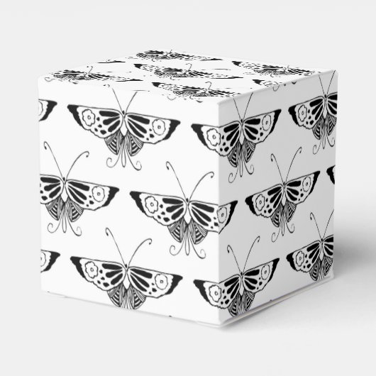 Ballotins Papillon déco stylisé - blanc et noir (Arrière)