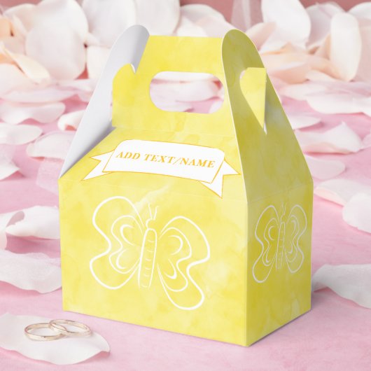 Ballotins Papillon Dessin personnalisé Aquarelle jaune (Mariage)