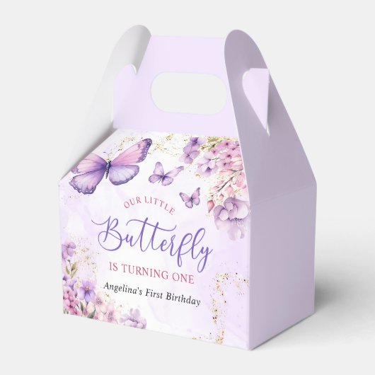 Ballotins Papillon floral pourpre et or 1er anniversaire (Verso)