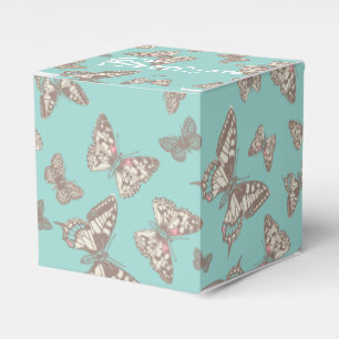 Ballotins Papillon motif turquoise merci boîte de faveur de