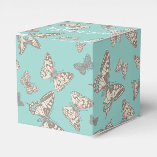 Ballotins Papillon motif turquoise merci boîte de faveur de  (Verso)