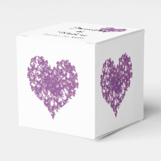 Ballotins Papillon pourpre Coeur Mariage Favor Box (Verso)