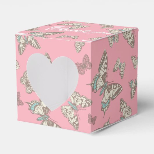 Ballotins Papillon rose motif merci boîte de faveur de maria (Verso)