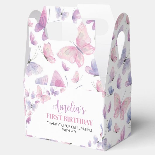 Ballotins Papillon rose violet Ballotin d'anniversaire (Ouvert)