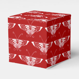 Ballotins Papillon stylisé de Deco - rouge foncé et blanc