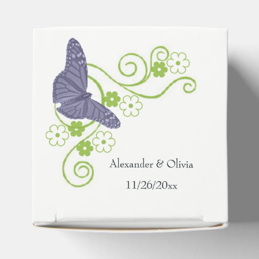 Ballotins Papillon violet Floral Mariage boîte Favor (Haut)