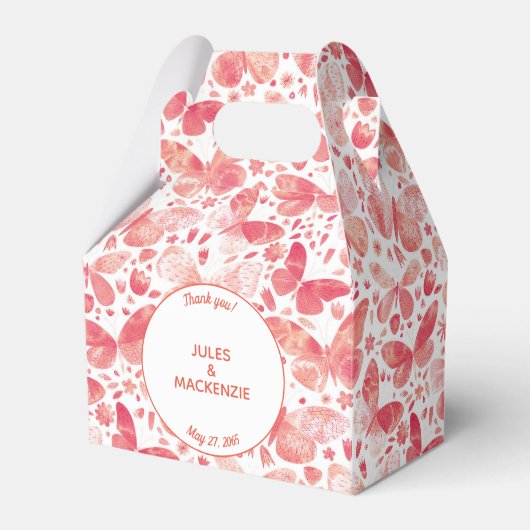 Ballotins Papillons Aquarelle Moderne Boho Coral rose (Verso)