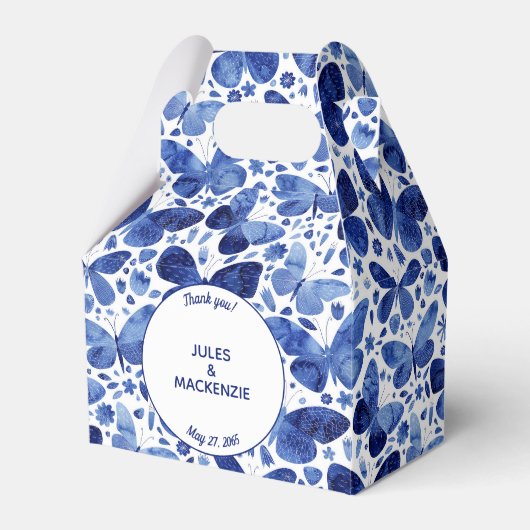 Ballotins Papillons Aquarelle Moderne Boho Indigo Blue (Verso)