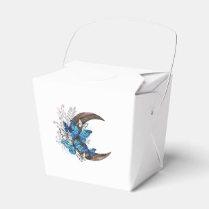 Ballotins Papillons bleus sur croissant en bois