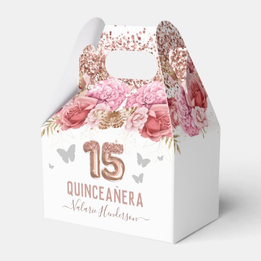 Ballotins Papillons floraux Quinceañera rose (Verso)