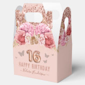 Ballotins Papillons floraux rose joyeux 16e anniversaire (Ouvert)