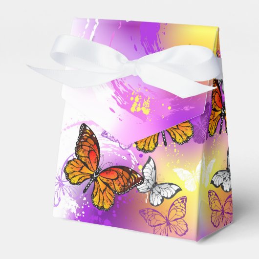 Ballotins Papillons Monarque sur Arrière - plan pourpre (Verso)