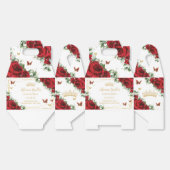 Ballotins Papillons rouges floraux Anniversaire Quinceañera  (Déplié)