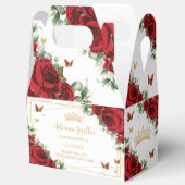 Ballotins Papillons rouges floraux Anniversaire Quinceañera  (Ouvrir)