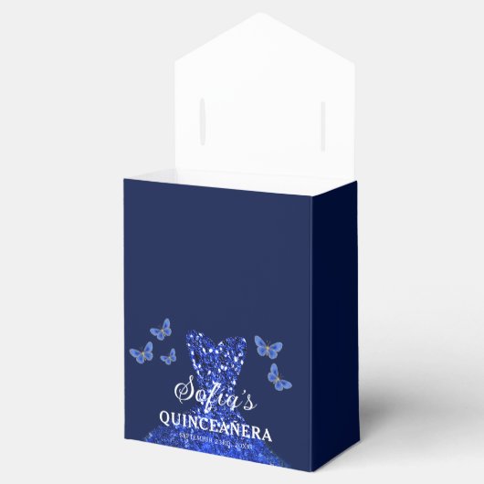 Ballotins Papillons Royal Blue Floral Quinceañera (Ouvert)