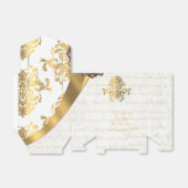 Ballotins Parchemin blanc traditionnel et mariage damassé or (Déplié)