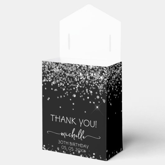 Ballotins Parties scintillant Argent Anniversaire Monogramme (Ouvert)