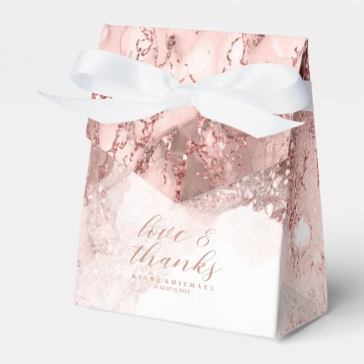 Ballotins Parties scintillant en marbre Mariage Rose Gold ID (Verso)