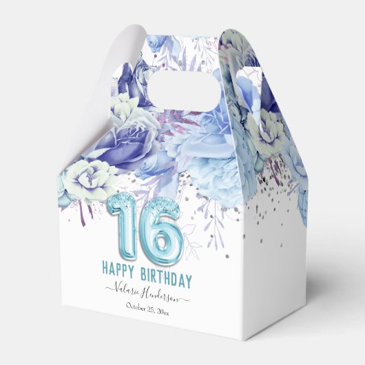 Ballotins Parties scintillant florale Bleu clair Joyeux 16e (Verso)