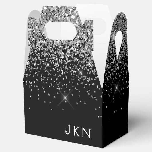 Ballotins Parties scintillant noire argent Monogramme Nom de (Ouvert)