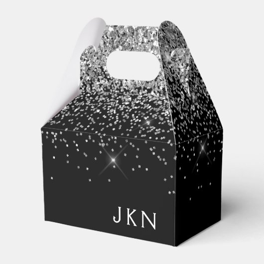 Ballotins Parties scintillant noire argent Monogramme Nom de (Verso)