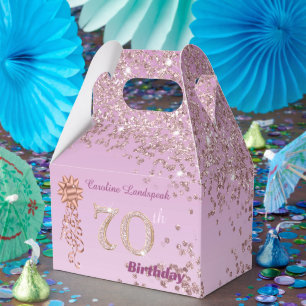 Ballotins Parties scintillant or rose et ruban 70e anniversa